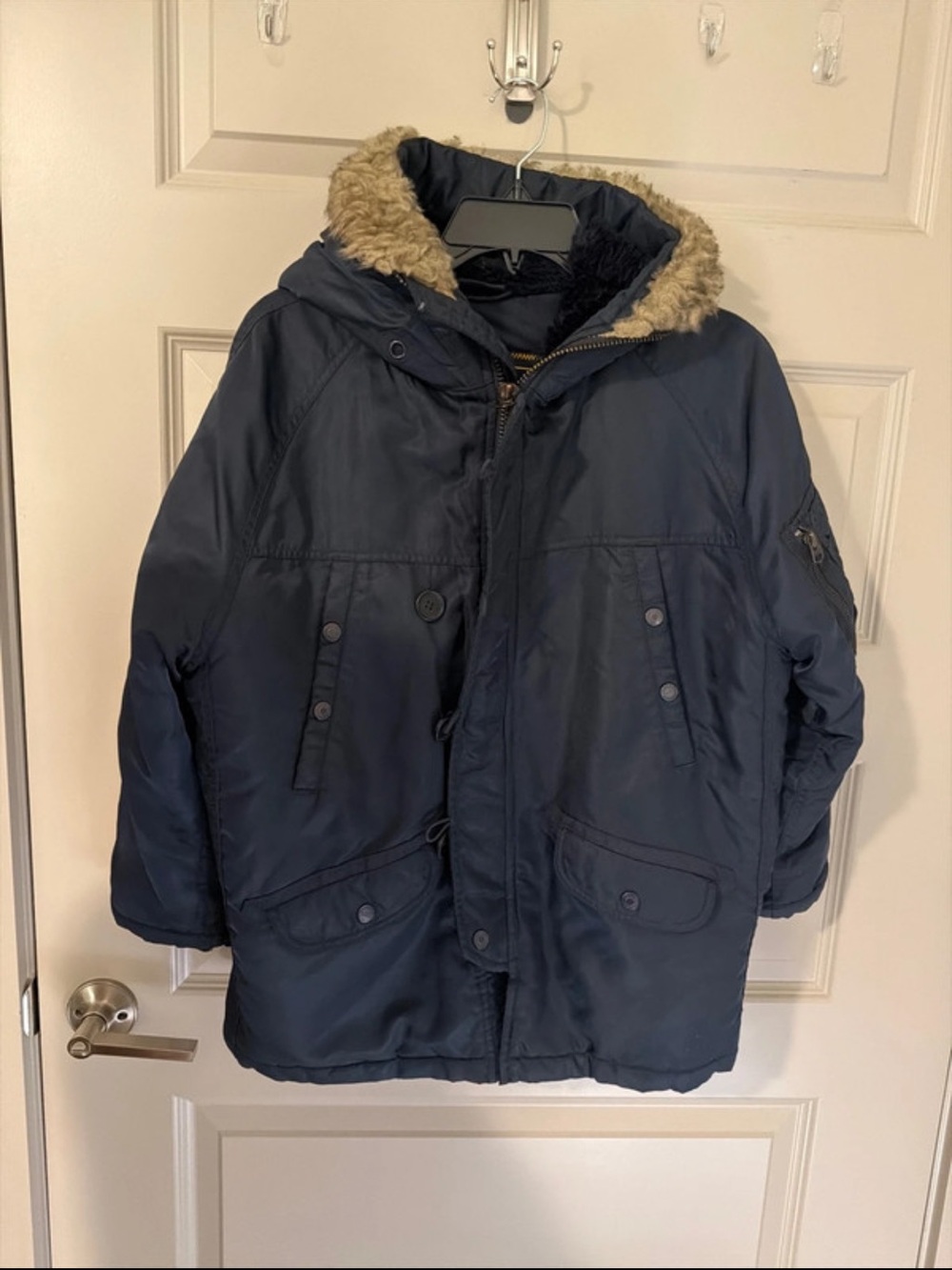 Abercrombie & Fitch Men’s Navy Nylon Weather Resistant Resistant Snorkel Parka